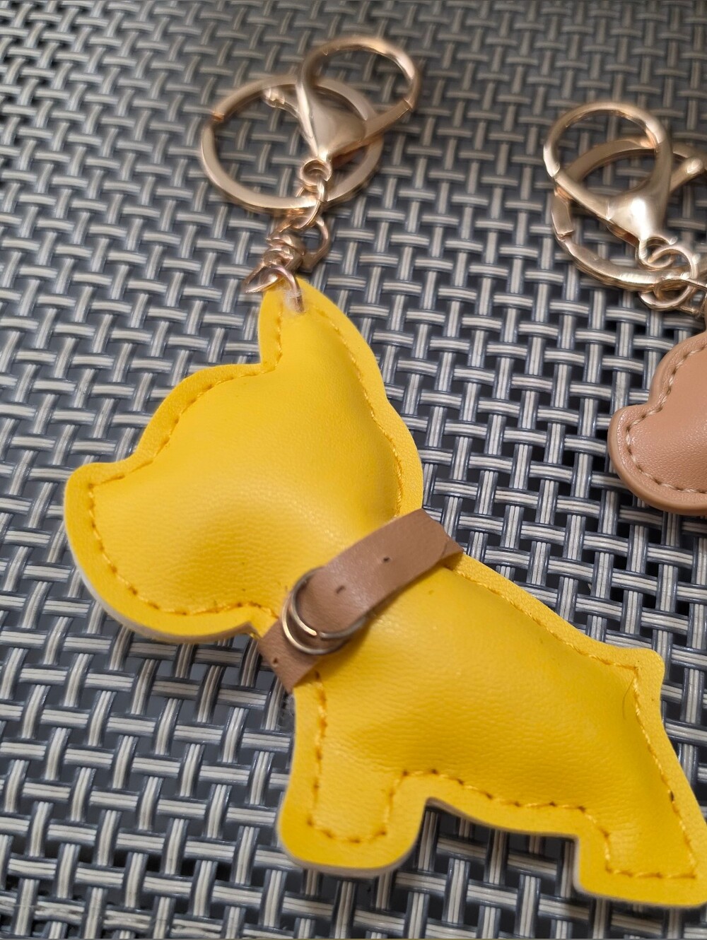 Dog Keychain Bag Charm Set Of 2 - Yellow & Tan NWOT
